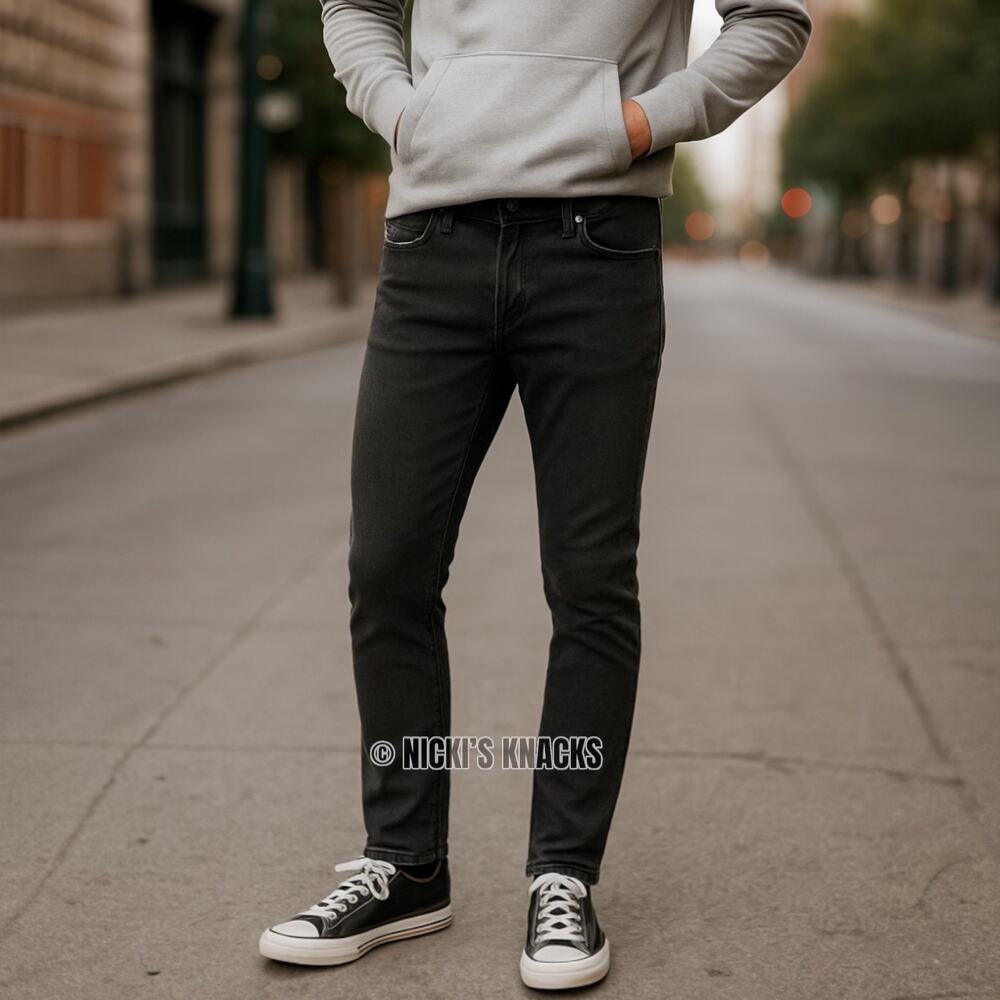 Old Navy Men’s Dark Gray Stretch Denim Skinny Jeans 5 Pocket Casual Size 30x34